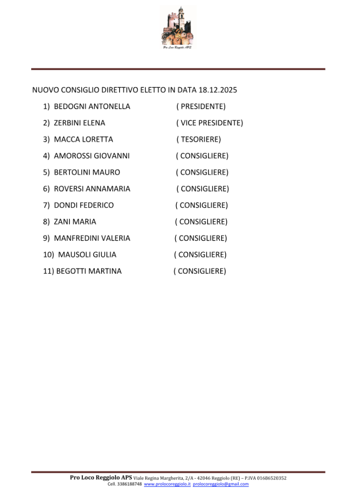 Nuovo Direttivo 2026